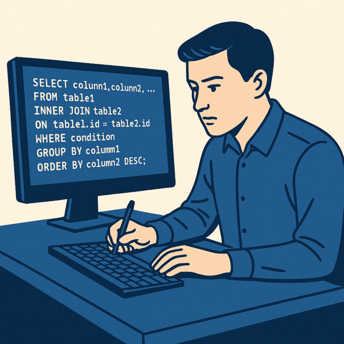 How to write Complex SQL Queries Easily decorative image of a person writing complex sql queries.