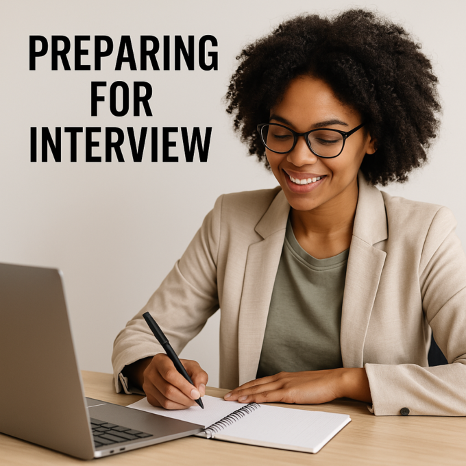 SQL – Common Interview Questions and Answers decorative image of a woman preparing for an interview.