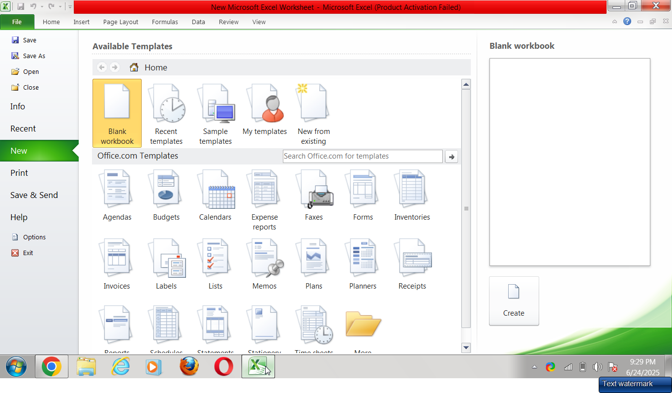 Excel Templates location
